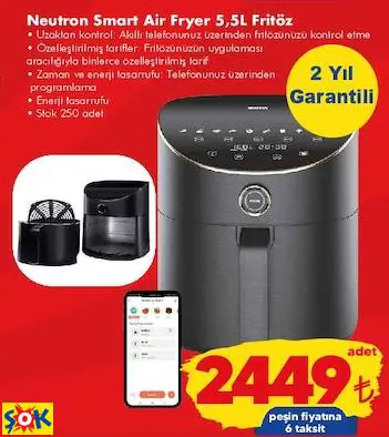 NEUTRON SMART AİR FRYER 5,5L FRİTÖZ